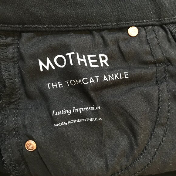 Mother the Tomcat Ankle Jeans Womens 24 Black High Rise Button Fly Straight Leg - Picture 8 of 14